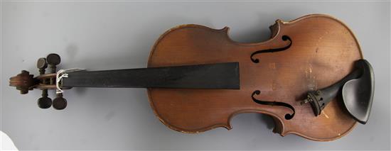 A Leon Bernardel violin, body 14.5in. length overall 23.5in.